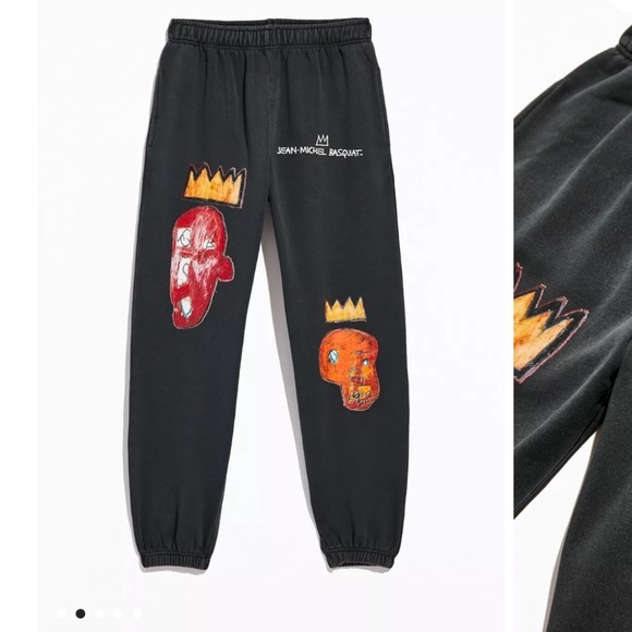 Jean- Basquait Two Kings Graphic Sweatpants - Gray - FLAWED - Picture 1 of 13